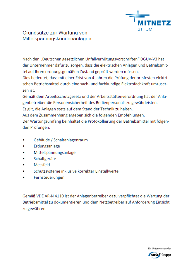 Grundsätze Wartung MITNETZ