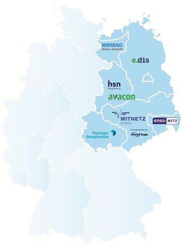 Deutschlandkarte mit eingezeichneter Netzregion Deutschlandkarte mit eingezeichneter Netzregion