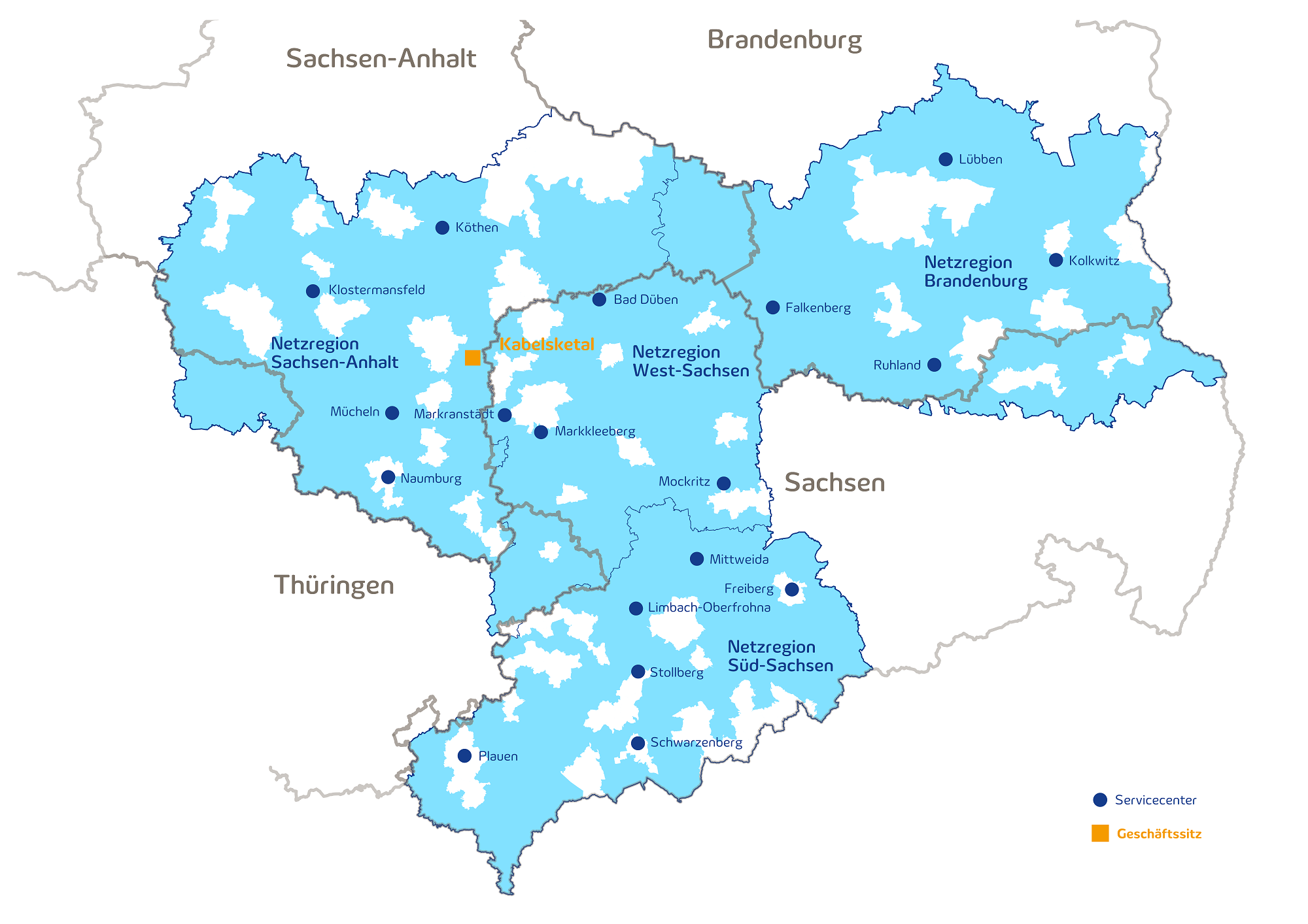 Servicecenter und Netzgebiet MITNETZ STROM Servicecenter und Netzgebiet MITNETZ STROM