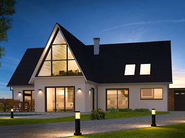 beleuchtetes Einfamillienhaus beleuchtetes Einfamillienhaus