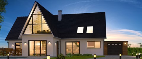 beleuchtetes Einfamillienhaus beleuchtetes Einfamillienhaus