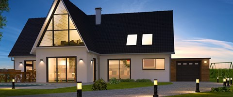 beleuchtetes Einfamillienhaus beleuchtetes Einfamillienhaus